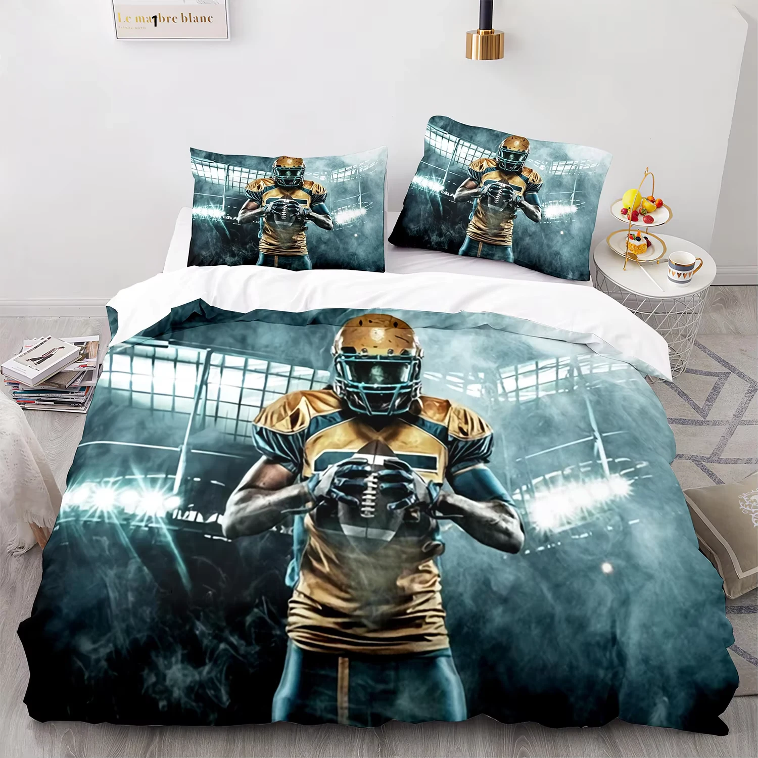 American football player themed duvet cover and matching pillowcases