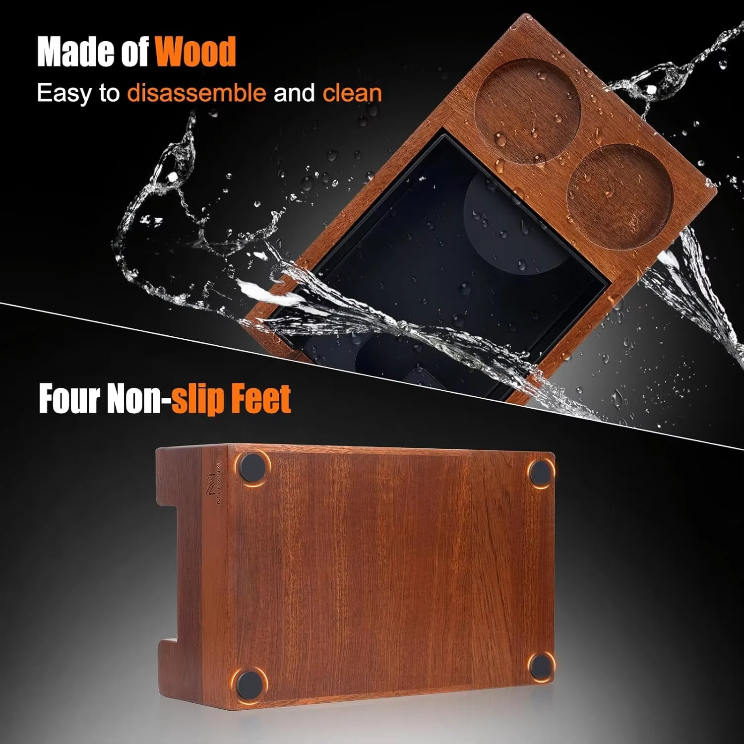 Close-up of the wooden organizer finish